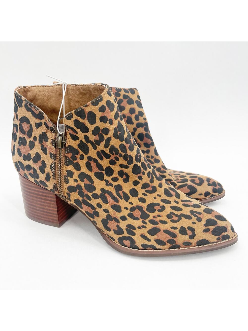 SEYCHELLES Boots Size 8.5 Booties Animal Print Zipper Chunky Block Heel Leather